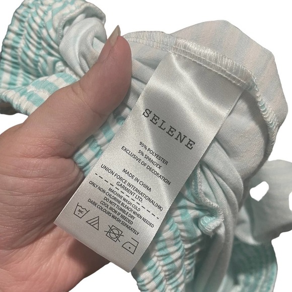 Selene Buttery Soft Turquoise & White Striped Pajama Pants w/Pockets - Picture 6 of 8